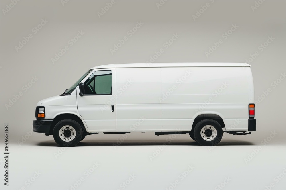 A blank cargo van on a plain background. Generative AI