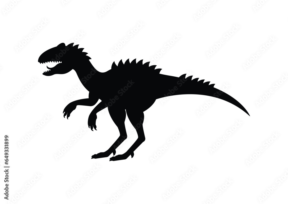 Allosaurus Dinosaur Silhouette Vector Isolated on White Background