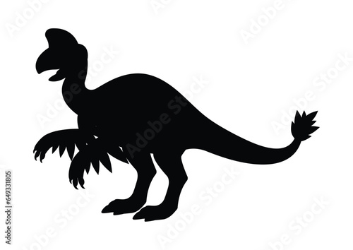 Oviraptorosaur Dinosaur Silhouette Vector Isolated on White Background © MihaiGr