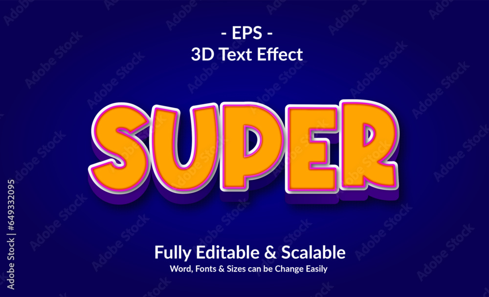 Super 3D Text Style Effect with Fully Editable & Scalable 