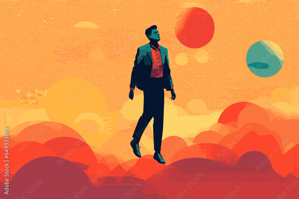 Silhouette Person in Retro Style with Vibrant Retro Vector Colors. Silhouette Person in Retro Style with Vibrant Retro Vector Colors.