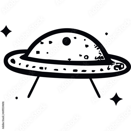 ufo flying in the space drawn