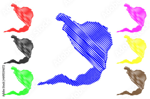 Lake Zarzar (Syrian Arab Republic, Syria) map vector illustration, scribble sketch Zarzar map