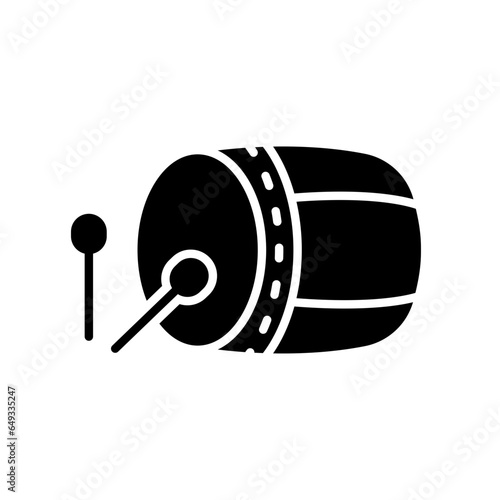 islamic Bedug or muslim drum with stick icon for ramadan, iftar, and  moslem Eid al fitr and ramadan kareem. Filled style pictogram. Vector illustration. design
