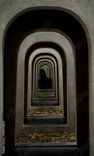 Gray cement Hallway arch architecture background © hippomyta