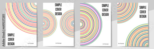 Geometric cover design templates A-4 format. Editable set of layouts for covers of books, magazines, notebooks, albums, booklets. Modern colors.