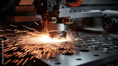 CNC milling machine sharpens part, sparks