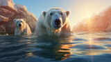 a polar bear mother with her cub