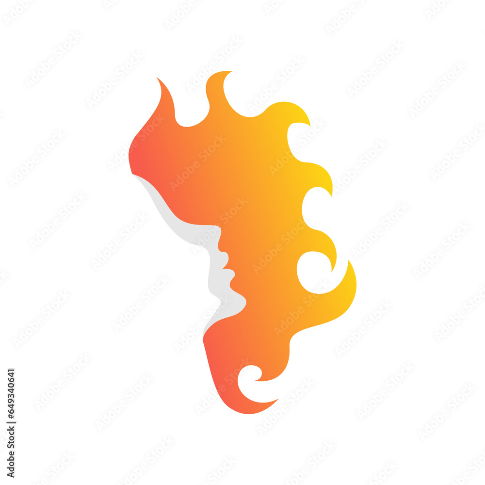 colorful human and fire icon logo design