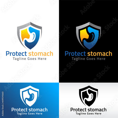 protect stomach logo design vector illustration