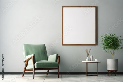 Mock up poster frame in modern interior background