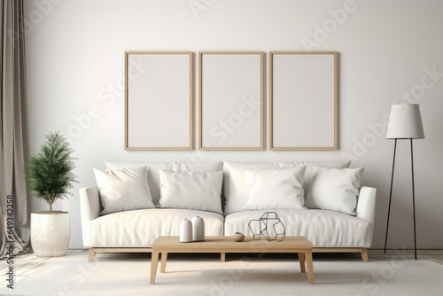Mockup frame in contemporary Scandinavian living room