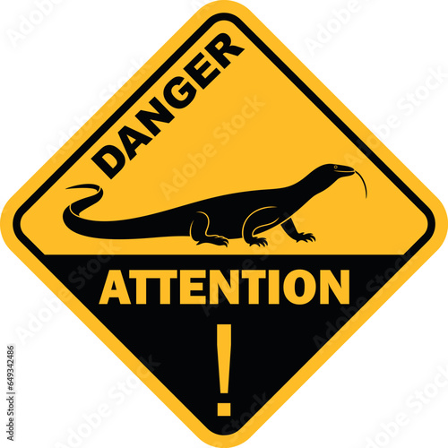 Monitor lizard road sign. Isolated monitor lizard on white background