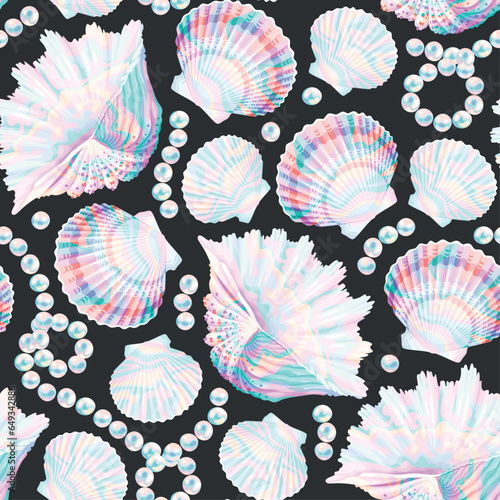 String of pearls and shells vector pattern