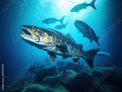 Print op canvas Cod in its Natural Habitat, Wildlife Photography, Generative AI