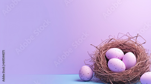 easter eggs in nest, easter banner, place for a text 