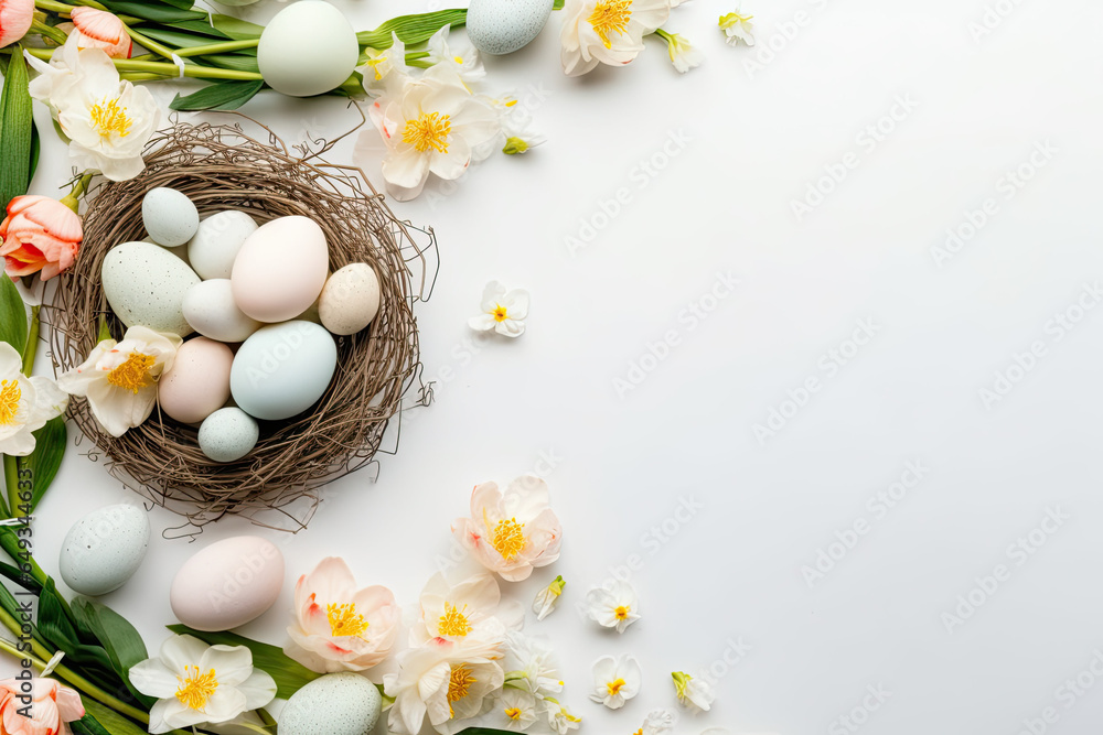 easter eggs in a basket, easter banner