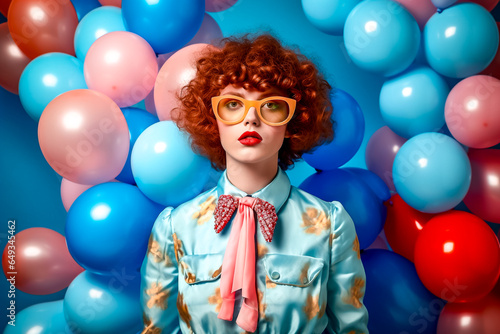 Portrait de mode avec jeune femme rousse et ballons © Concept Photo Studio