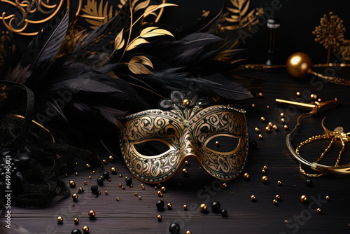 Elegant masks for New Year's Eve, sophisticated, shiny and a luxurious atmosphere