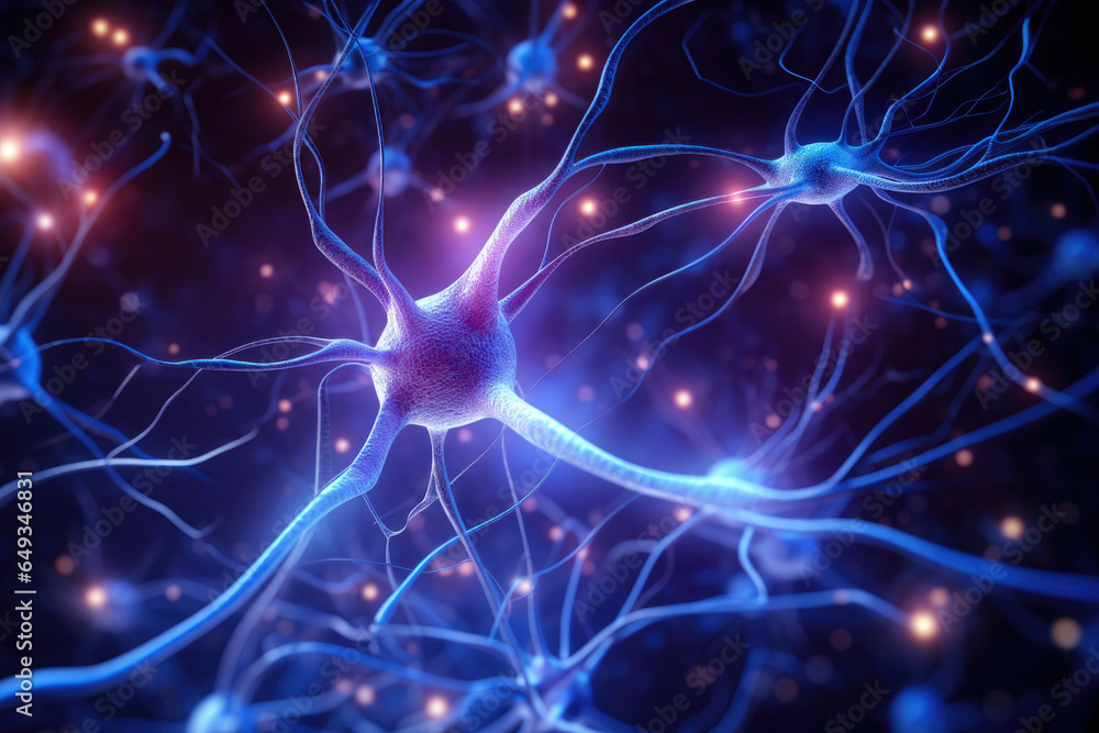brain and network connection on bright lights background. ai generative brain and network connection on bright lights background. ai generative