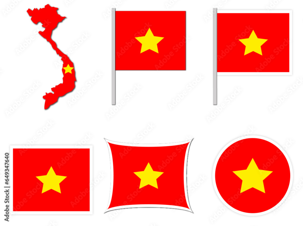 Vietnam Flags on many objects illustration Vietnam Flags on many objects illustration