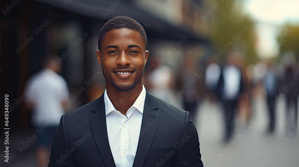 young successful businessman in the  street, close up 