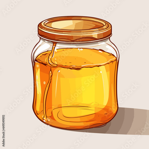 Honey jar on white background
