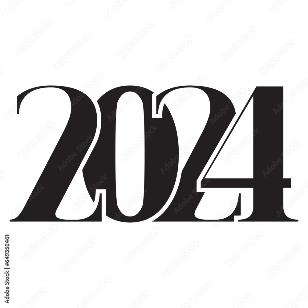 2024, ano 2024, feliz ano novo 2024, 2024 vetor, 2k24, Stock Vector