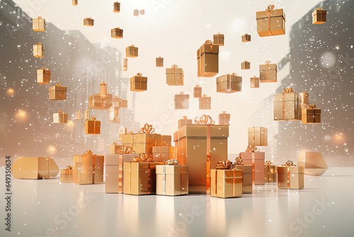 3D rendering gift boxes for Cyber ​​Monday sales, with floating elements photo