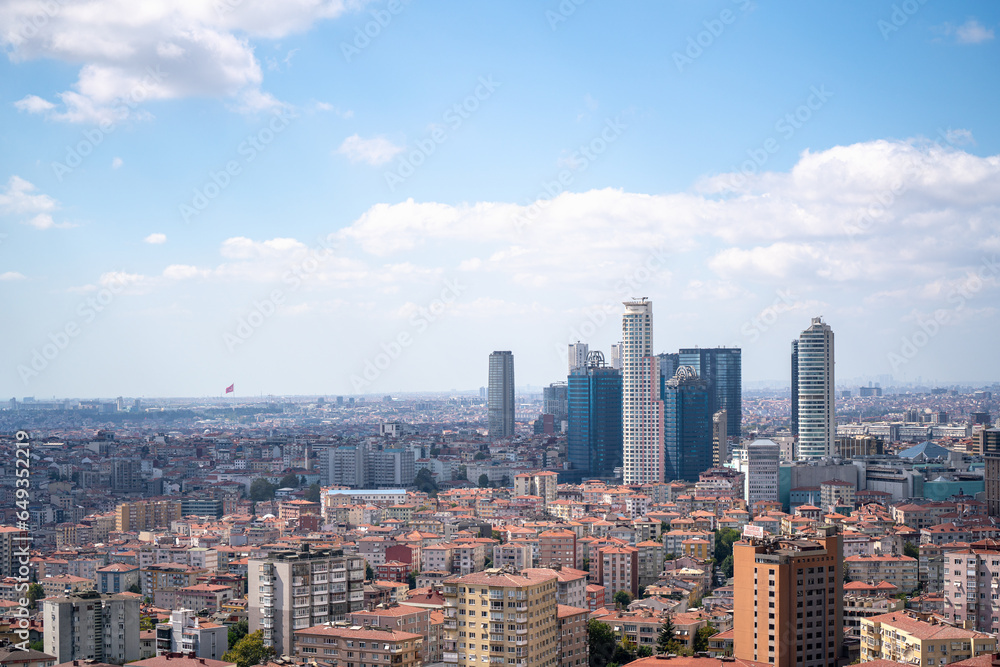 city ​​view of istanbul with skyscrapers and cloudy sky