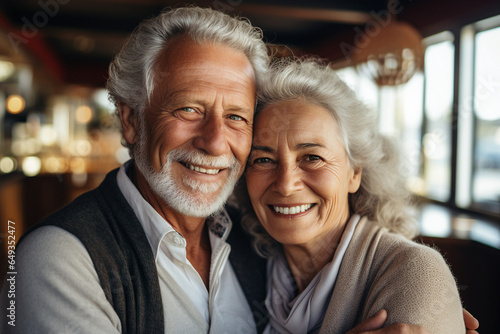 Amazing aged senior couple portrait two lovers spending time together Generative IA