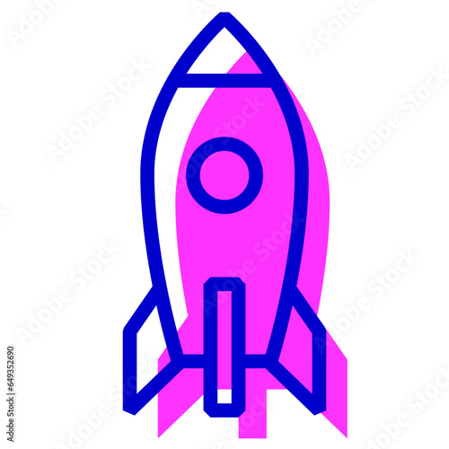 乗り物、ロケットを表す2色スタイルのアイコン