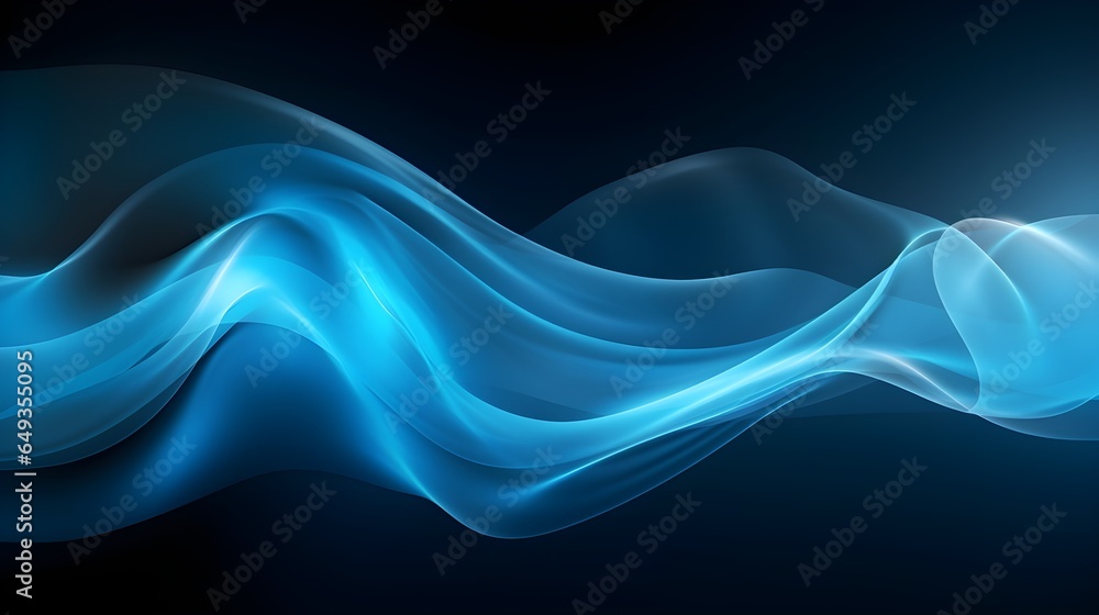 Blue air flow wave effect. Design for visualizing air or water flow. Abstract light air effect.Cold blue air currents on a black background, created with Generative AI technology. Blue air flow wave effect. Design for visualizing air or water flow. Abstract light air effect.Cold blue air currents on a black background, created with Generative AI technology.