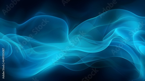 Blue air flow wave effect. Design for visualizing air or water flow. Abstract light air effect.Cold blue air currents on a black background, created with Generative AI technology.