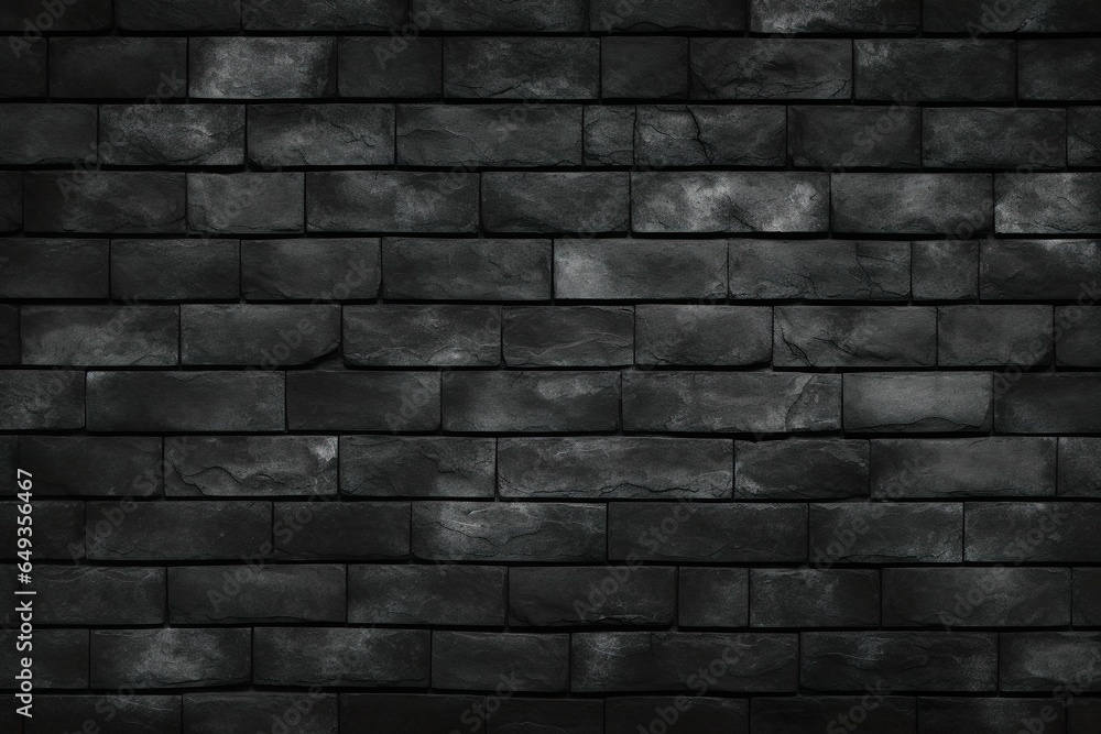 Abstract dark brick wall texture background pattern, Wall brick surface texture. Brickwork painted of black color interior old clean concrete grid uneven | Generative AI