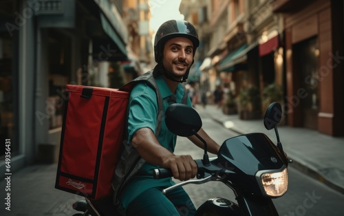 Swift Deliveries Helmeted Delivery Boy on Scooter