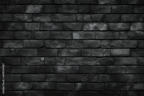 Abstract dark brick wall texture background pattern  Wall brick surface texture. Brickwork painted of black color interior old clean concrete grid uneven   Generative AI