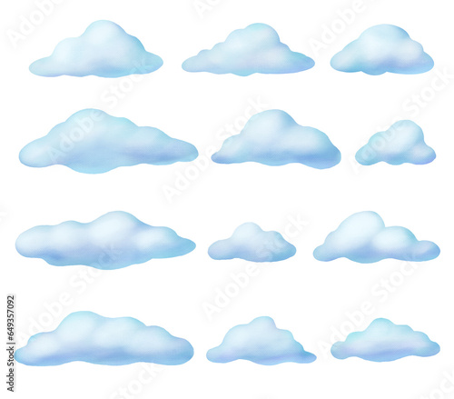 Wallpaper Mural Set of clouds illustration, Sky blue clouds set, watercolour, pastel, hand-drawn style  Torontodigital.ca