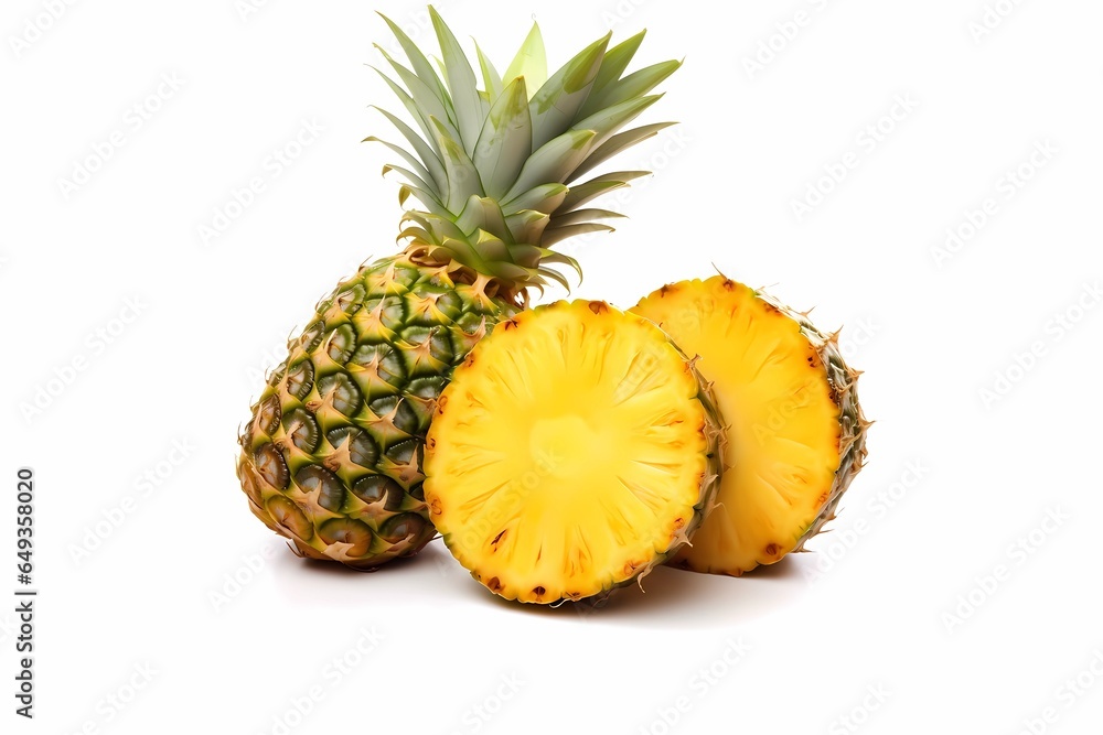 Juicy a pineapple, Sweet, advertising banner isolated on white background Juicy a pineapple, Sweet, advertising banner isolated on white background