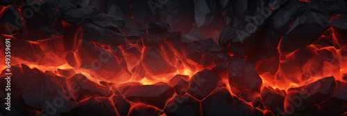 Lava rock with fire gaps between stones background