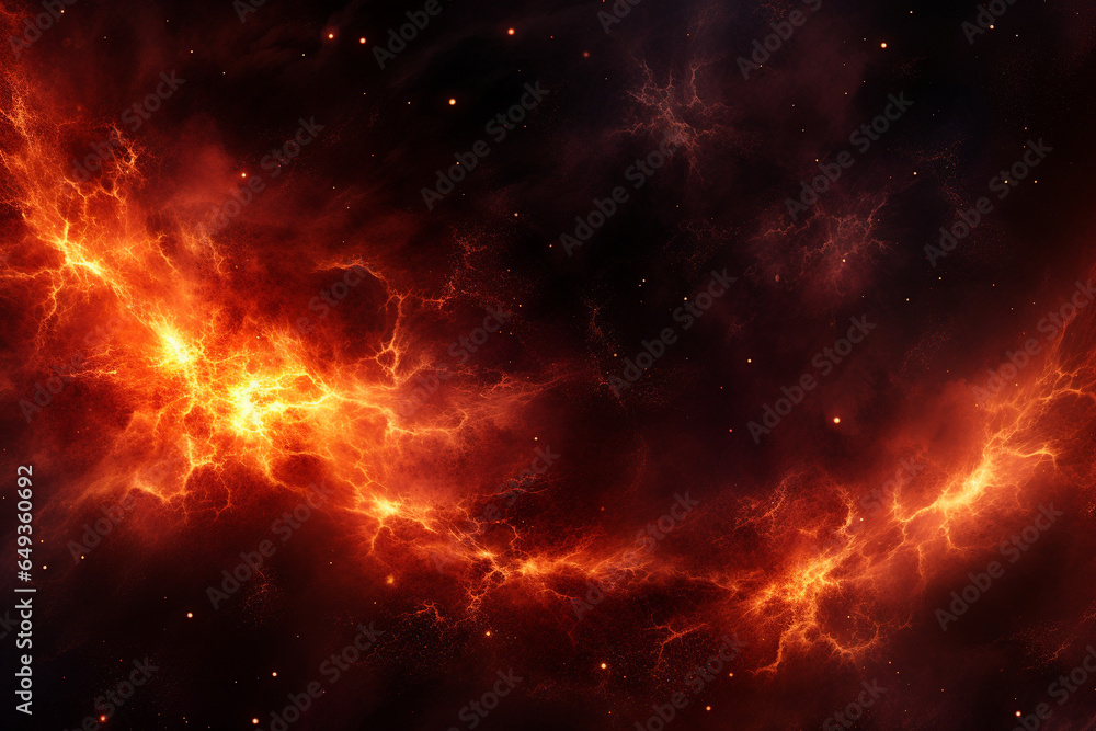 Dark fire space, powerful horizontal flame backdrop
