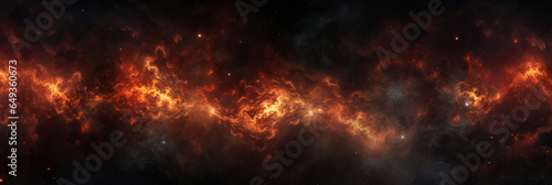 Dark fire space, powerful horizontal flame backdrop