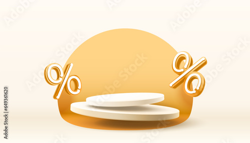 Podium percentage business poster, discount banner offer. Vector illustration