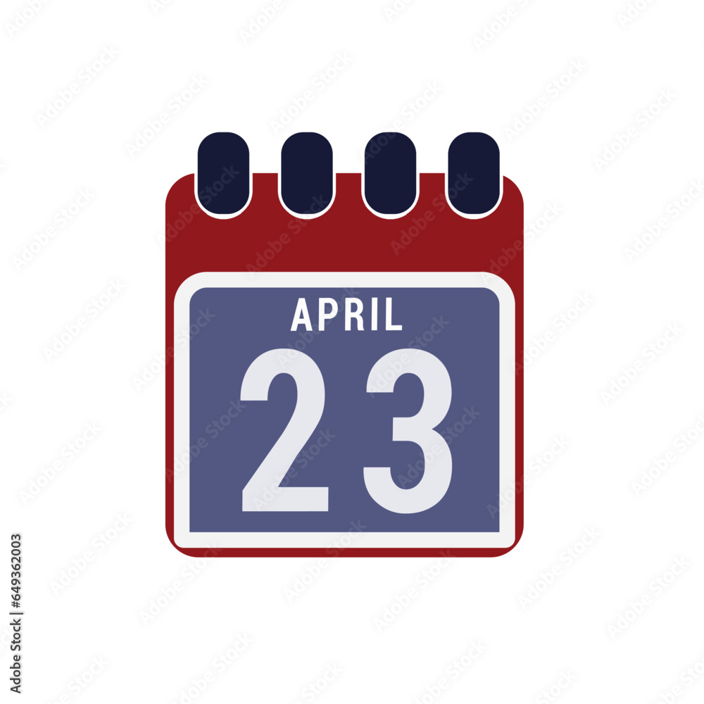 Calendar displaying day 23 (twenty-third) of the April - Day 23 of the month. Illustration
Calendar displaying day 23 (twenty-third) of the April - Day 23 of the month. Illustration