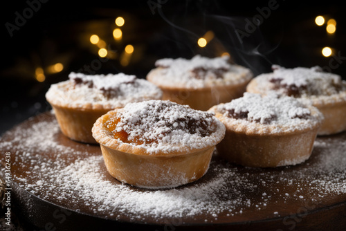 Freshly Baked Mince Pies Dusted With Powdered Sugar