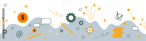Science, economy or studying concept vector seamless long banner.