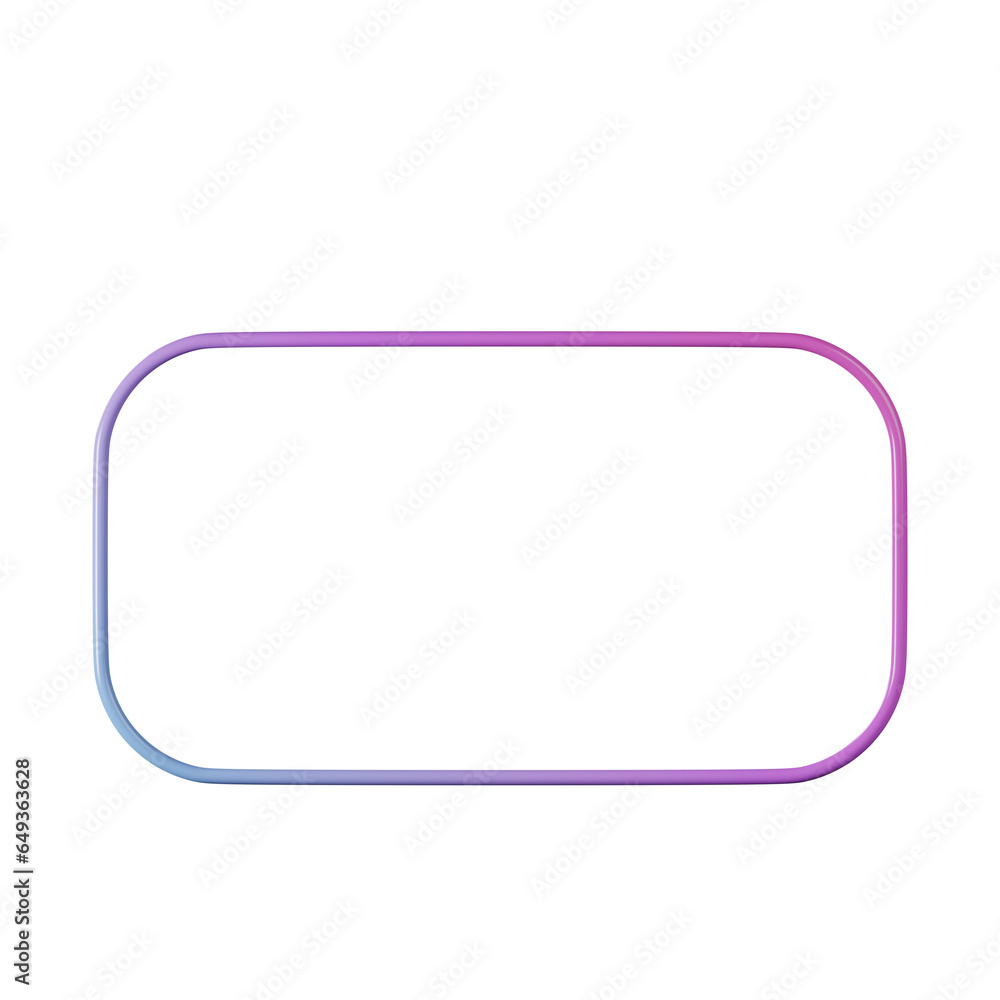 Rectangle shape, red blue gradient 3d rendering. Rectangle shape, red blue gradient 3d rendering.