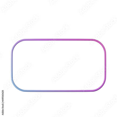 Rectangle shape, red blue gradient 3d rendering.
