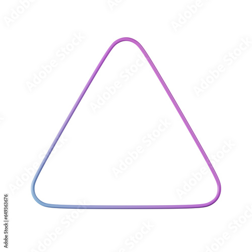 Triangle shape, red blue gradient 3d rendering.