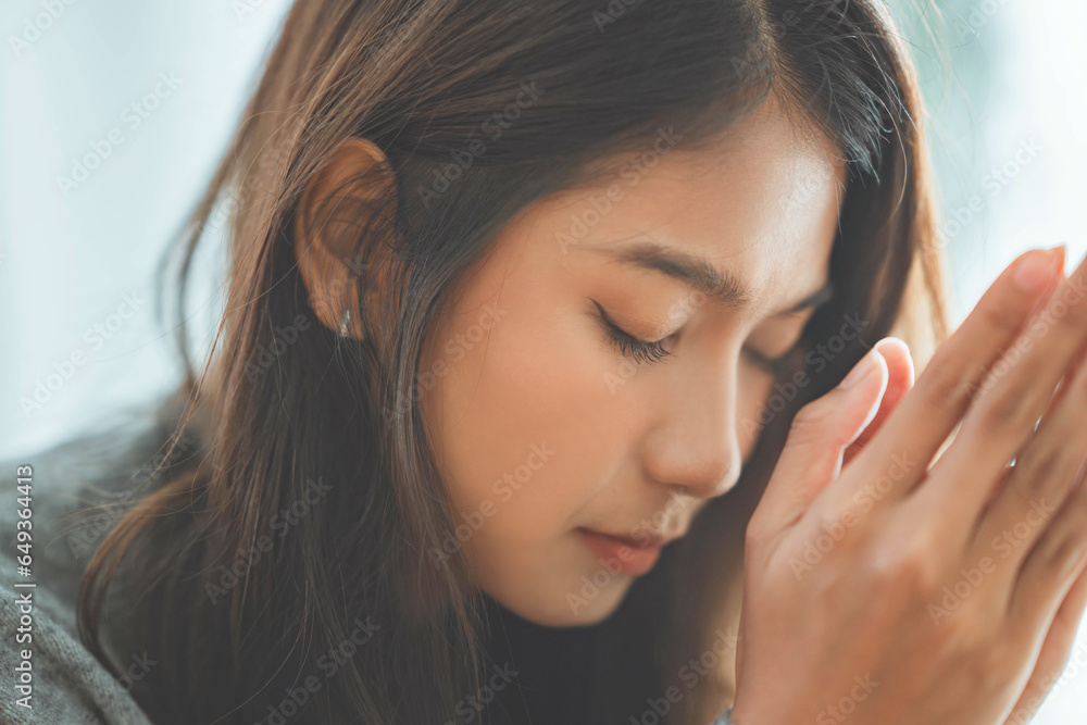 Asian woman feeling stress, thinking of personal or health problems, suffering from depression, worrying about wrong decision. Asian woman feeling stress, thinking of personal or health problems, suffering from depression, worrying about wrong decision.